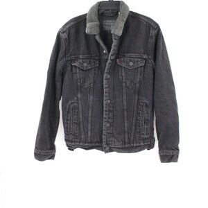 Levis Jacket Men’s Medium Sherpa Denim Trucker button front Long Sleeve lined